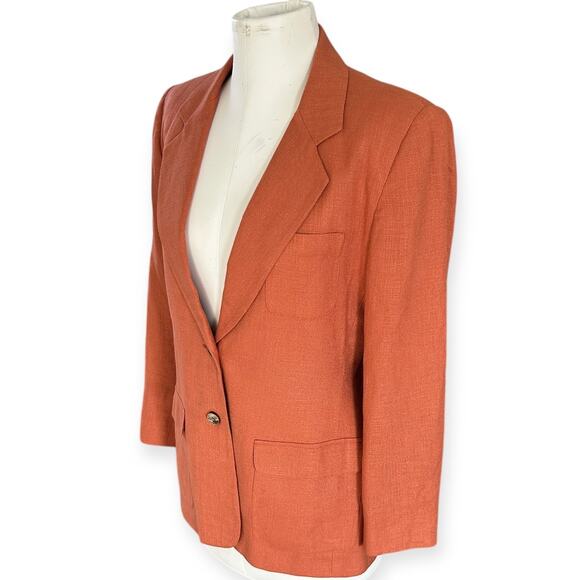 Vintage Lands' End Orange Blazer Two Button Lined Women's 8 - Picture 5 of 8